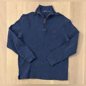 Polo Ralph Lauren 1/4 Zip Sweater with Leather Pull Accent